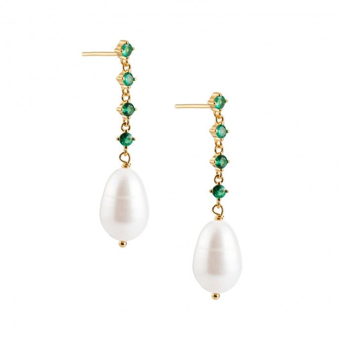 SILVER LONG EARRINGS WITH PEARL