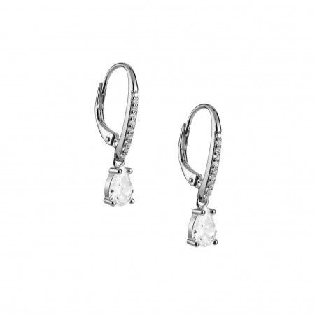 SILVER HOOPS WITH DROP