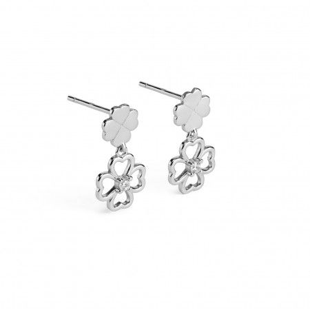 SILVER EARRINGS WITH CLOVER